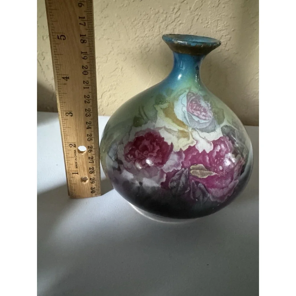 Antique Royal Bonn Franz Anton Mehlem German Floral Porcelain Vase Art Nouveau